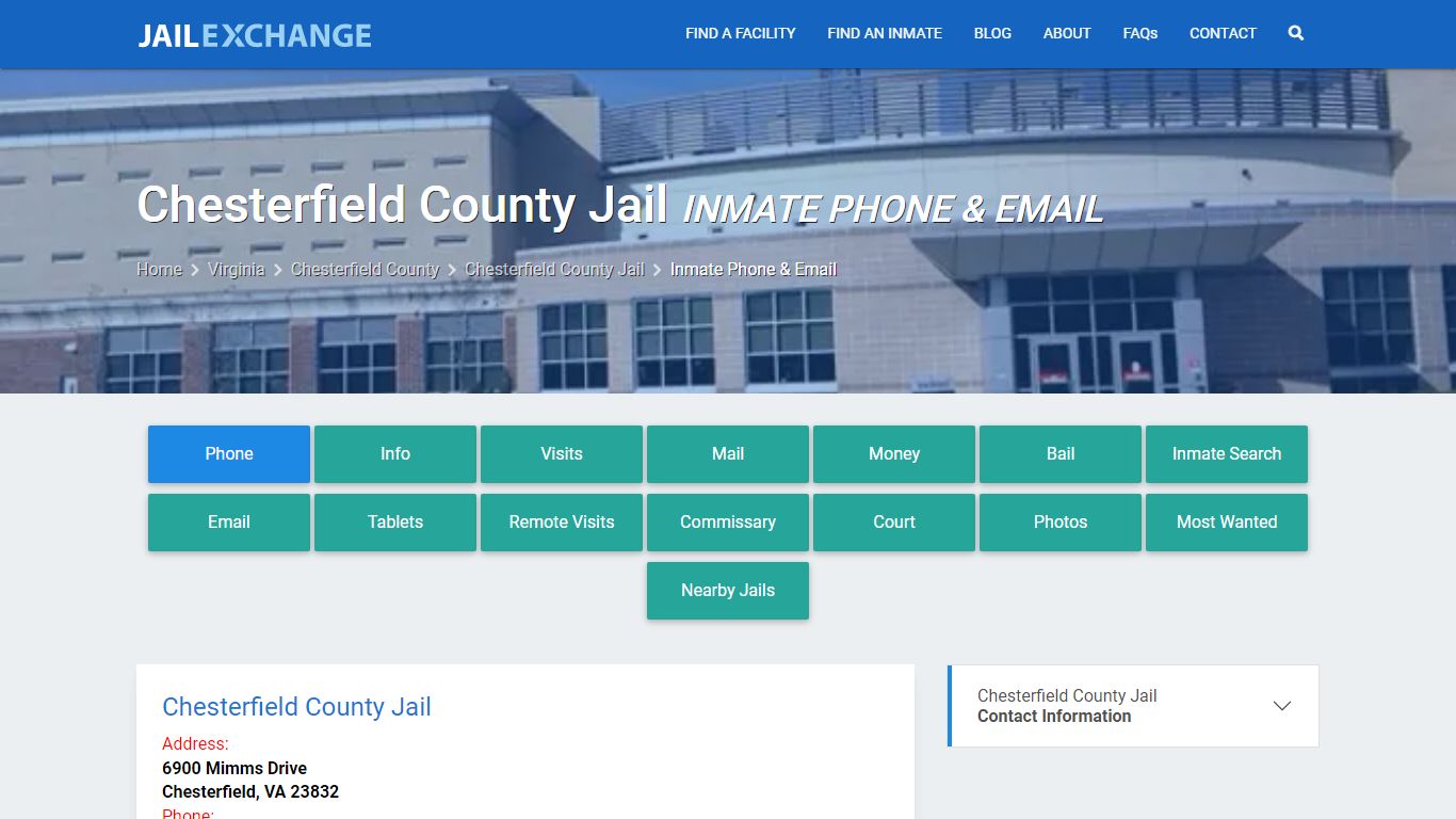 Inmate Phone - Chesterfield County Jail, VA - Jail Exchange